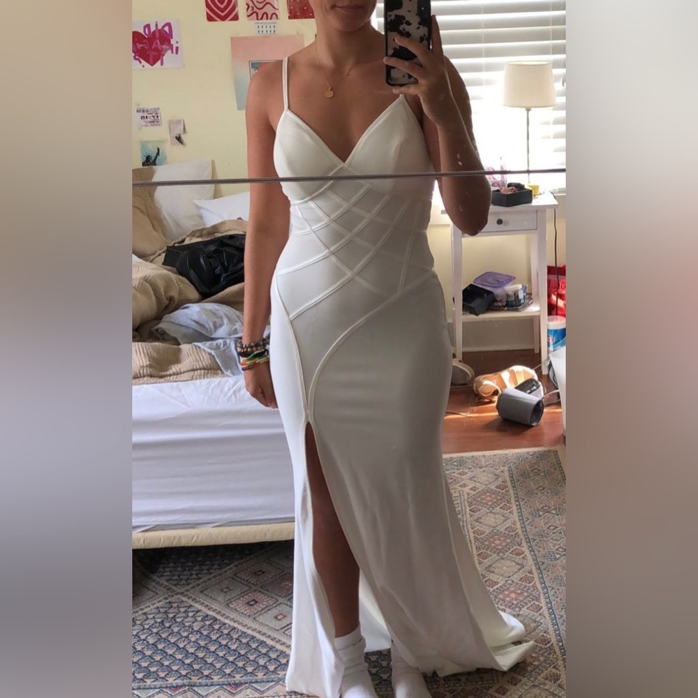 “Keep Me Elegant Mermaid Maxi Dress” white formal dress